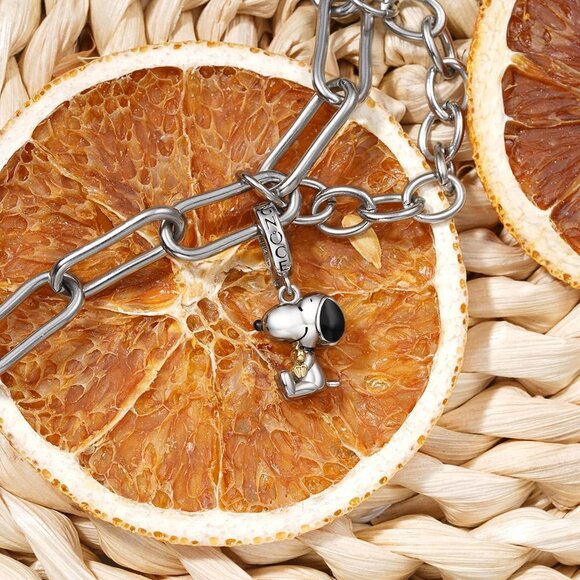 Peanuts Snoopy Sterling Silver Dangle Charm Bracelet for Women Valentine - Picture 7 of 8